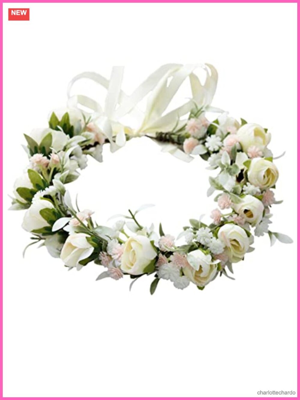 Floral Crown Polyester Rose Flower Headband Adjustable Boho Headpiece Unisex